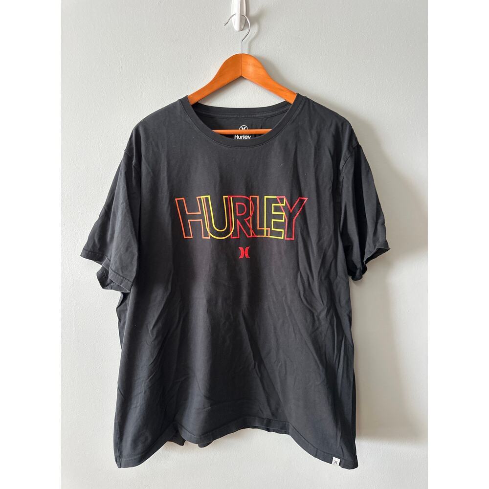Hurley T Shirt Mens XXL Black Graphic Logo Short Sleeve Surf Skate Casual Tee